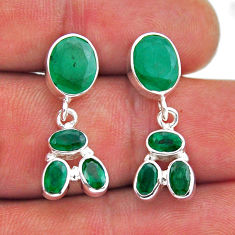 7.72cts natural green emerald 925 sterling silver dangle earrings jewelry n49492