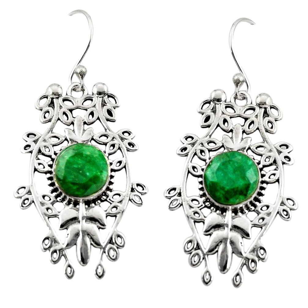 6.53cts natural green emerald 925 sterling silver dangle earrings jewelry r19757