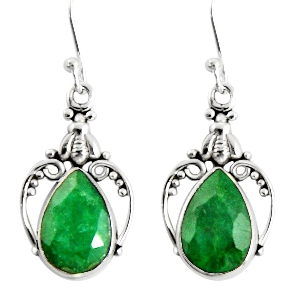 7.97cts natural green emerald 925 sterling silver dangle earrings jewelry r19901