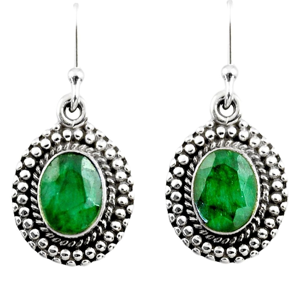 4.30cts natural green emerald 925 sterling silver dangle earrings jewelry r53985