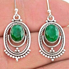 4.02cts natural green emerald 925 sterling silver dangle earrings jewelry t28245