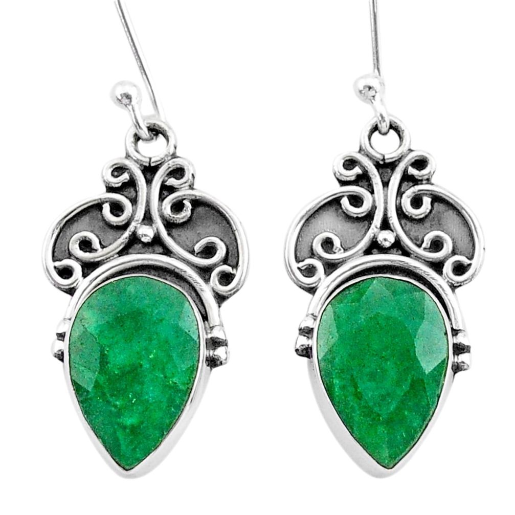 8.87cts natural green emerald 925 silver dangle earrings jewelry t34282