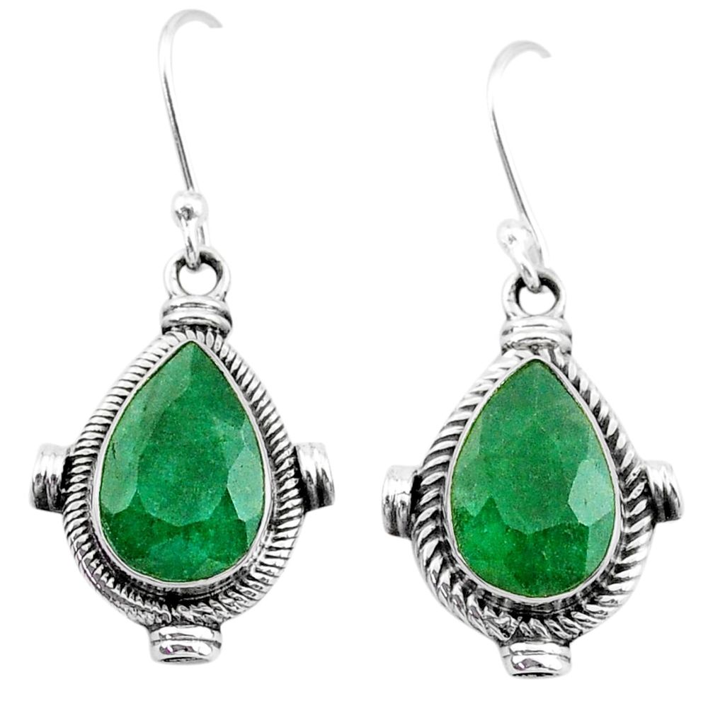 8.80cts natural green emerald 925 silver dangle earrings jewelry t34302