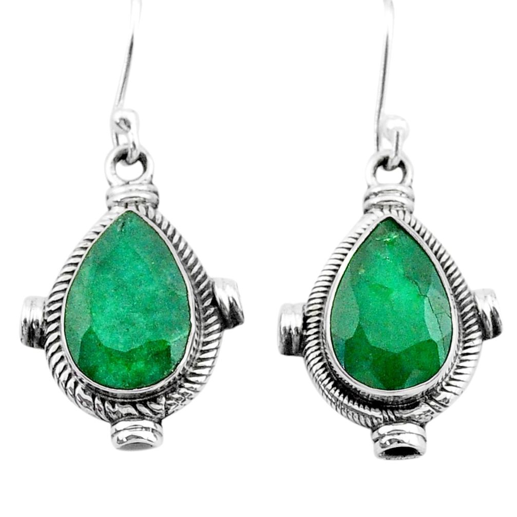 8.69cts natural green emerald 925 silver dangle earrings jewelry t34305
