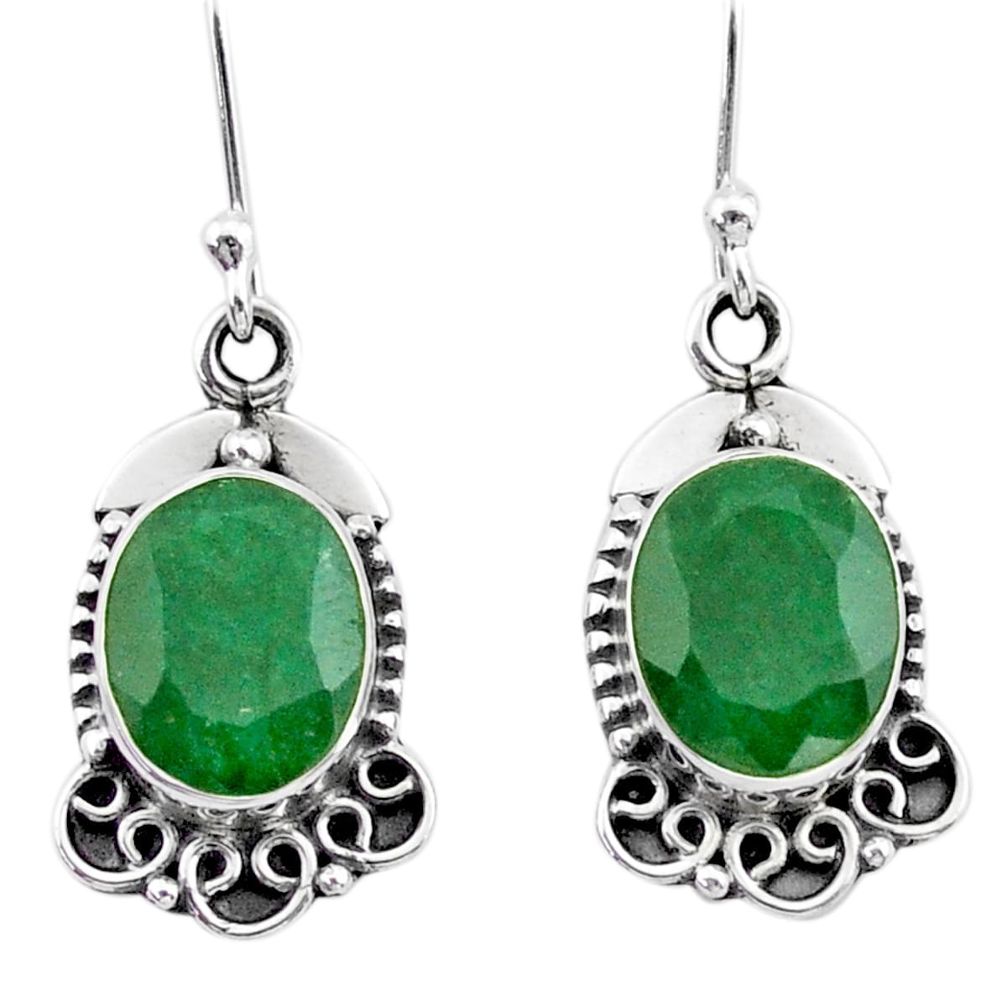 7.93cts natural green emerald 925 silver dangle earrings jewelry t34322