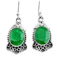 8.32cts natural green emerald 925 silver dangle earrings jewelry t34323