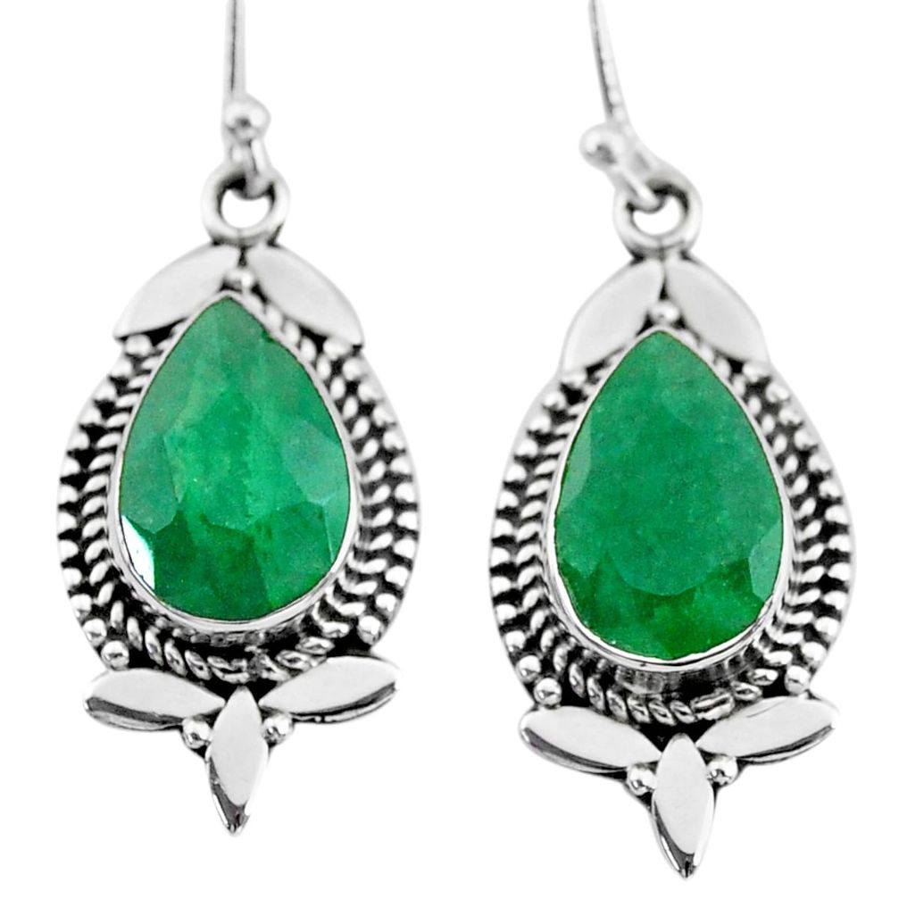 9.05cts natural green emerald 925 silver dangle earrings jewelry t34347