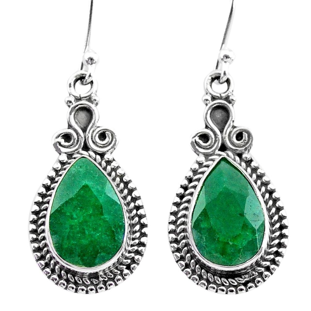 9.04cts natural green emerald 925 silver dangle earrings jewelry t34350
