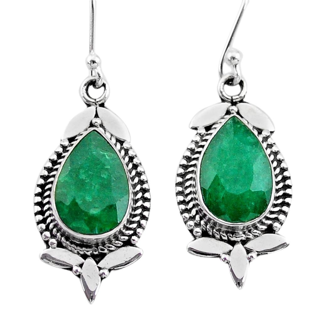 9.05cts natural green emerald 925 silver dangle earrings jewelry t34351