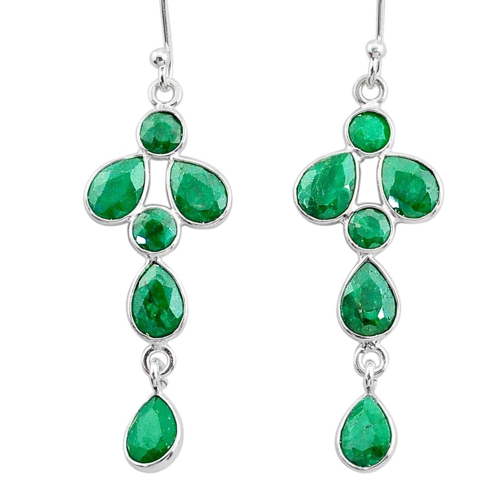 9.22cts natural green emerald 925 sterling silver dangle earrings jewelry t4769