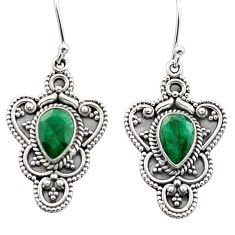 4.82cts natural green emerald 925 sterling silver dangle earrings jewelry t68188