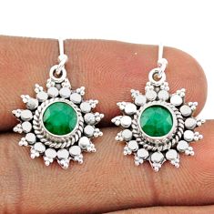1.94cts natural green emerald 925 sterling silver dangle earrings jewelry t82556