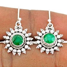 1.99cts natural green emerald 925 sterling silver dangle earrings jewelry t82557