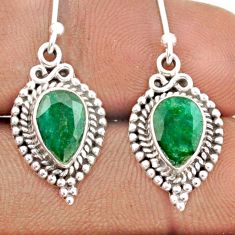 4.47cts natural green emerald 925 sterling silver dangle earrings jewelry t82662