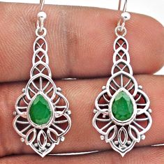 3.41cts natural green emerald 925 sterling silver dangle earrings jewelry t86162