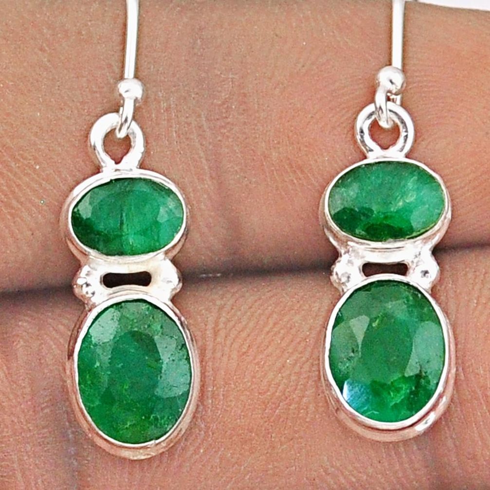 9.04cts natural green emerald 925 sterling silver dangle earrings jewelry t90687