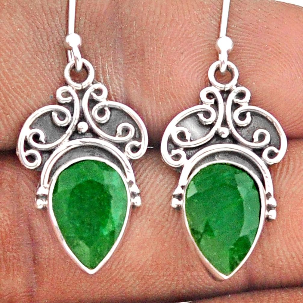 9.16cts natural green emerald 925 sterling silver dangle earrings jewelry t95608