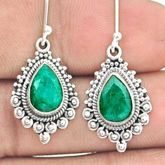 5.32cts natural green emerald 925 sterling silver dangle earrings jewelry u33398