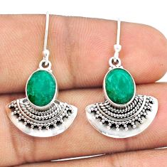 6.02cts natural green emerald 925 sterling silver dangle earrings jewelry u33541