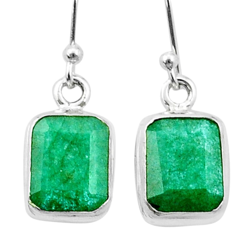 5.29cts natural green emerald 925 sterling silver dangle earrings jewelry u38471