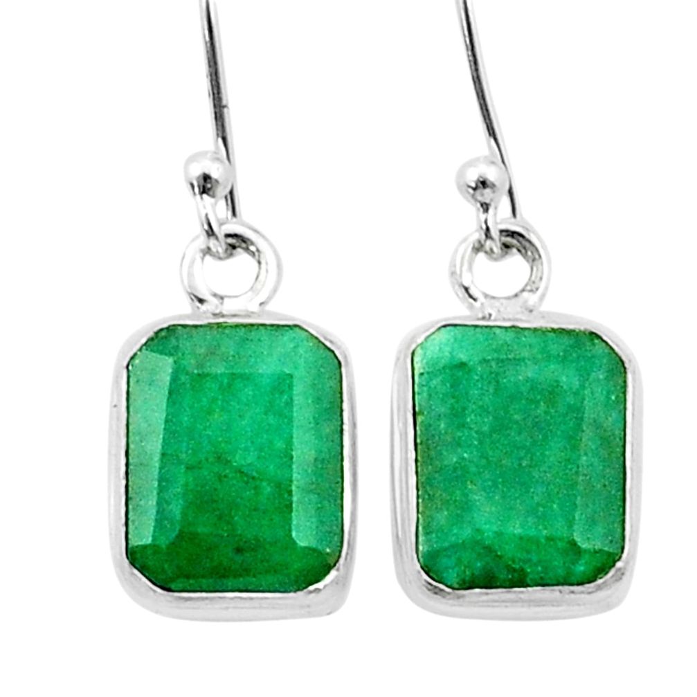 6.09cts natural green emerald 925 sterling silver dangle earrings jewelry u38478