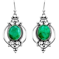 8.77cts natural green emerald 925 sterling silver dangle earrings jewelry y15424