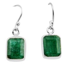 7.13cts natural green emerald 925 sterling silver dangle earrings jewelry y96208