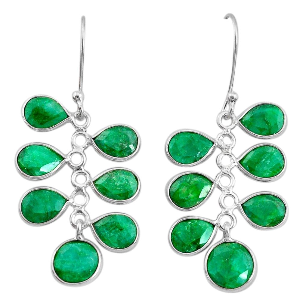 14.25cts natural green emerald 925 sterling silver dangle earrings r73027