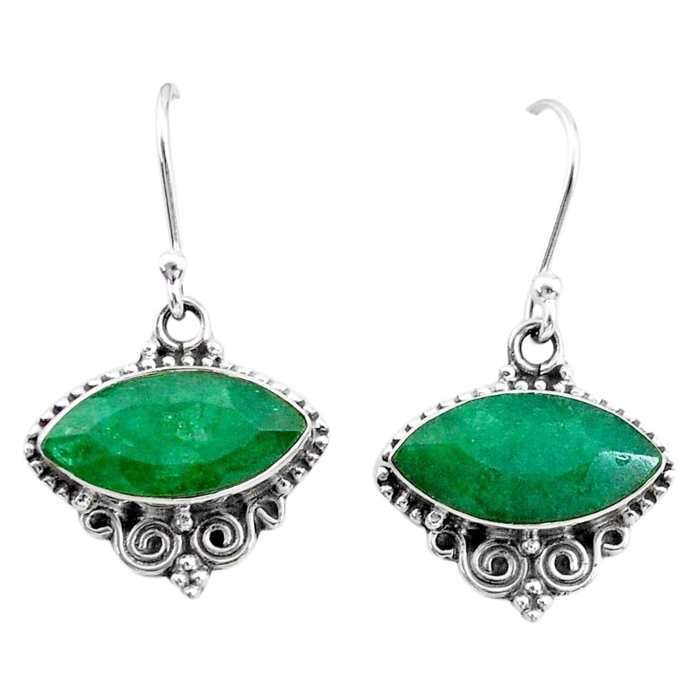 10.08cts natural green emerald 925 silver dangle earrings t34261