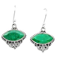 10.05cts natural green emerald 925 silver dangle earrings t34265