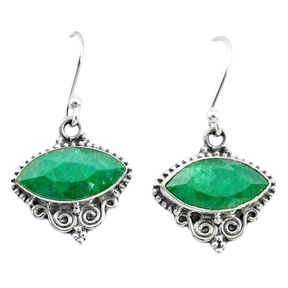 10.20cts natural green emerald 925 silver dangle earrings t34267