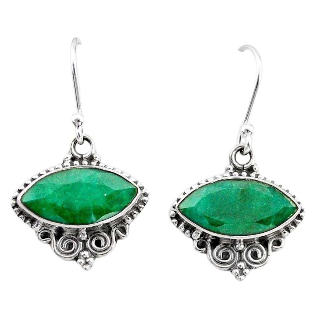 10.22cts natural green emerald 925 silver dangle earrings t34268