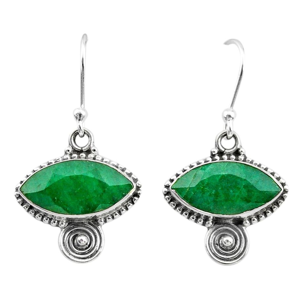 10.65cts natural green emerald 925 silver dangle earrings t34276