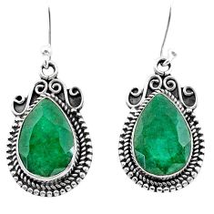 10.01cts natural green emerald 925 silver dangle earrings t34314