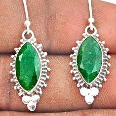 10.22cts natural green emerald 925 sterling silver dangle earrings t95546
