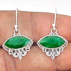 12.02cts natural green emerald 925 sterling silver dangle earrings t95563