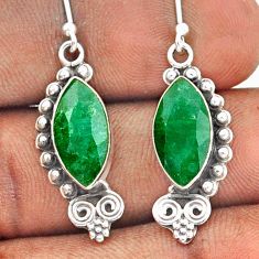 11.07cts natural green emerald 925 sterling silver dangle earrings t95618