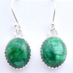 10.08cts natural green emerald 925 sterling silver dangle earrings u56169