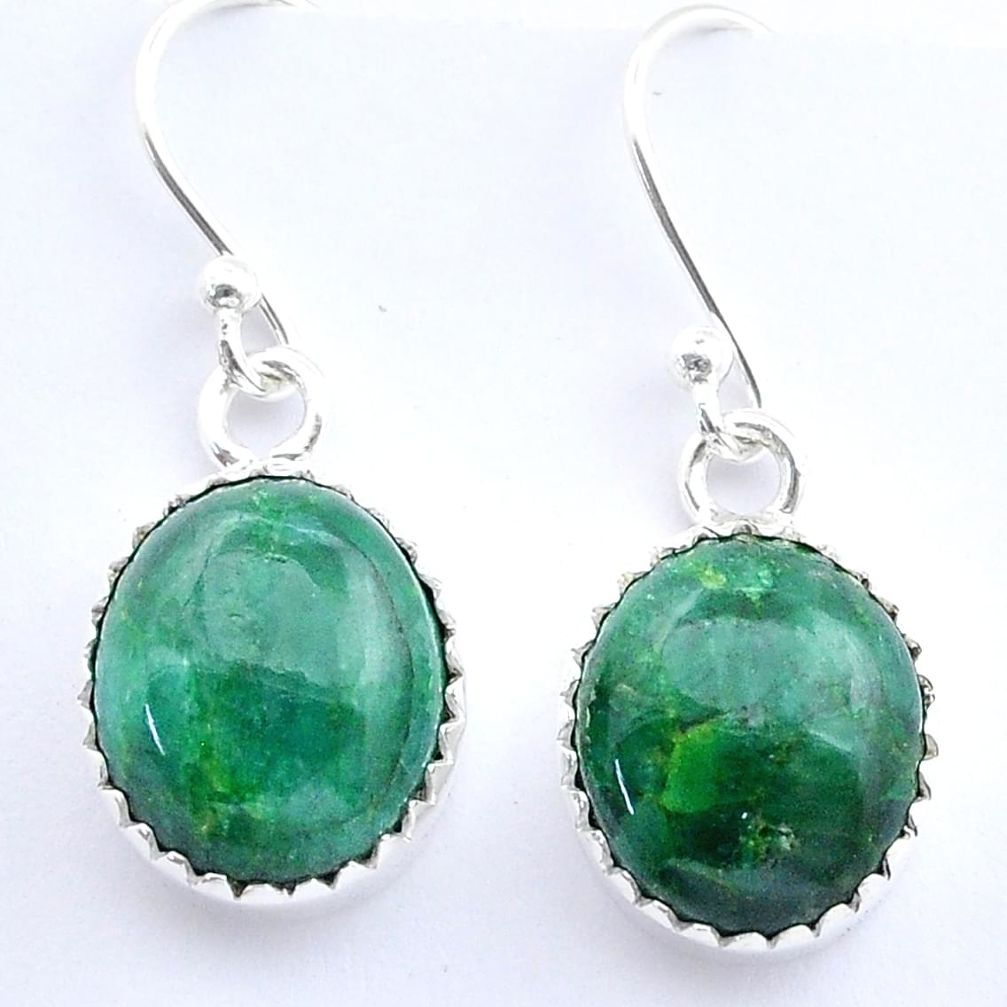 10.10cts natural green emerald 925 sterling silver dangle earrings u56170