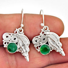 1.86cts natural green emerald 925 sterling silver dangle shell earrings n28810