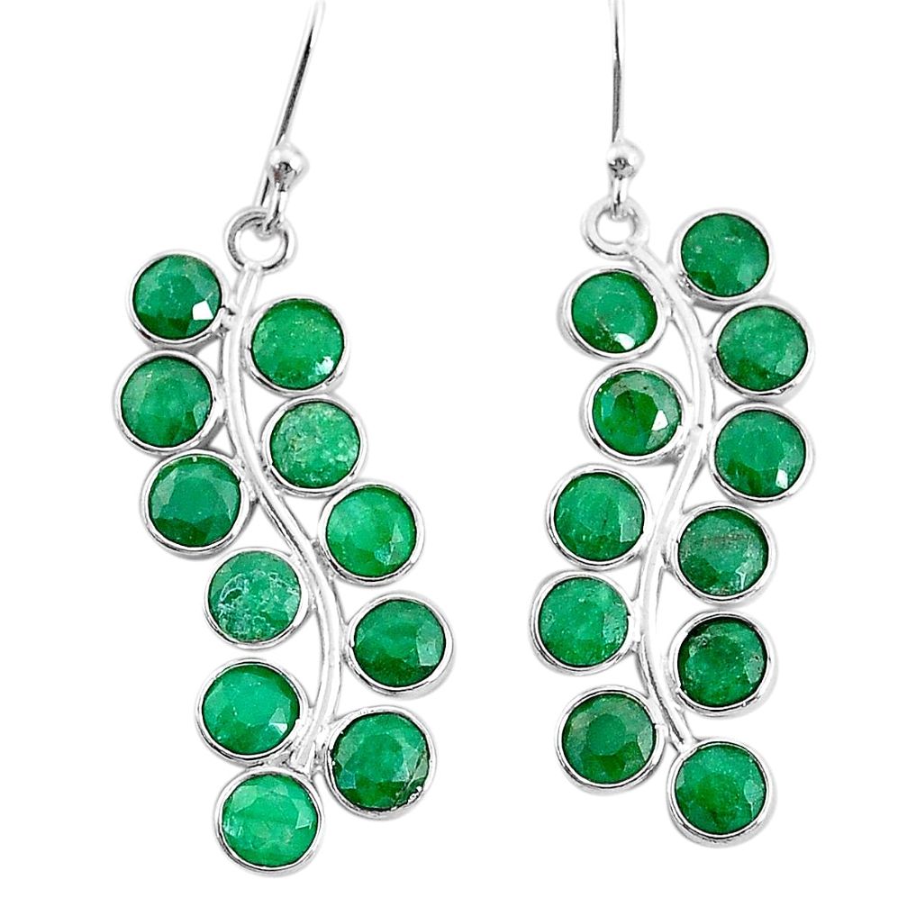 6.74cts natural green emerald 925 sterling silver earrings jewelry t12392