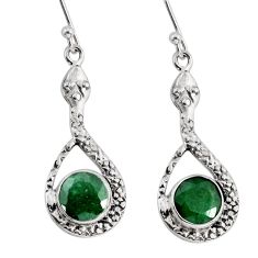 5.11cts natural green emerald 925 sterling silver snake earrings jewelry y72845
