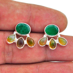 9.05cts natural green emerald ethiopian opal 925 silver dangle earrings n53126