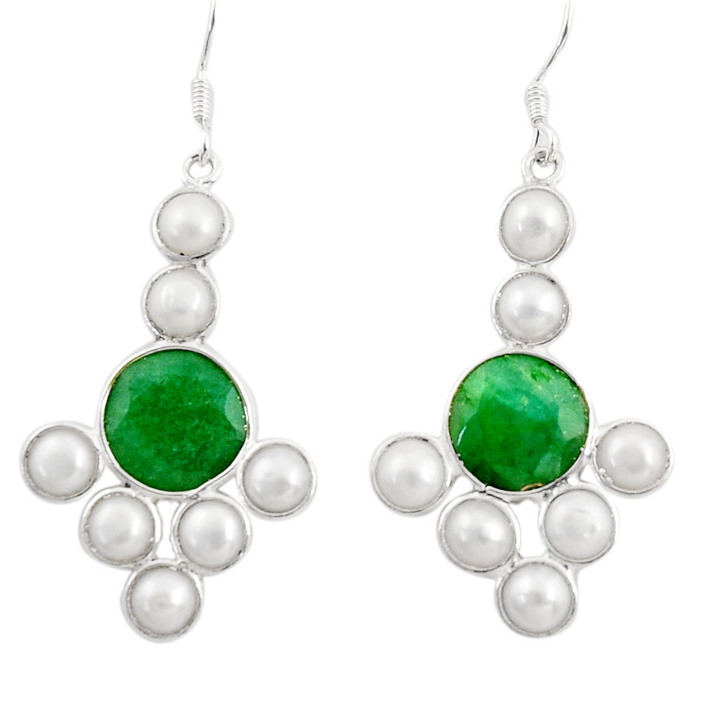  green emerald pearl 925 silver chandelier earrings d39821