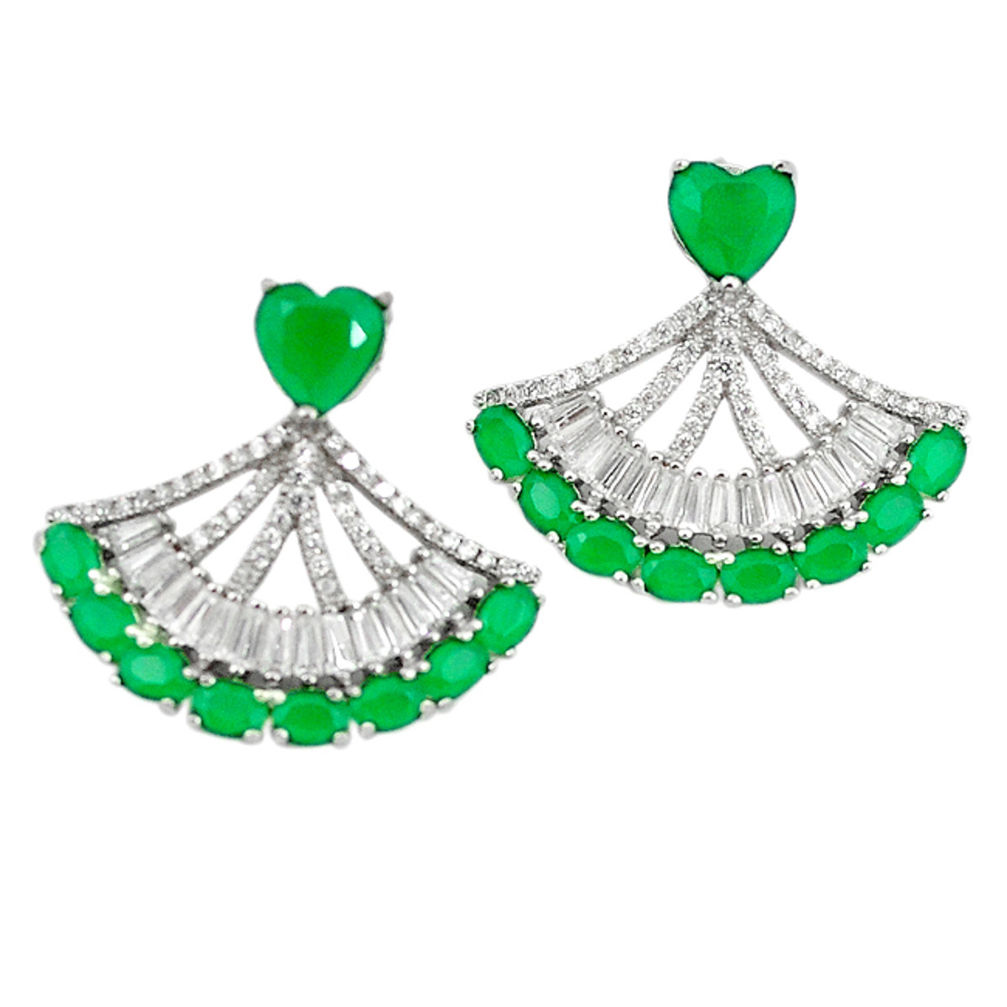 Natural green emerald quartz topaz 925 silver dangle earrings c19517