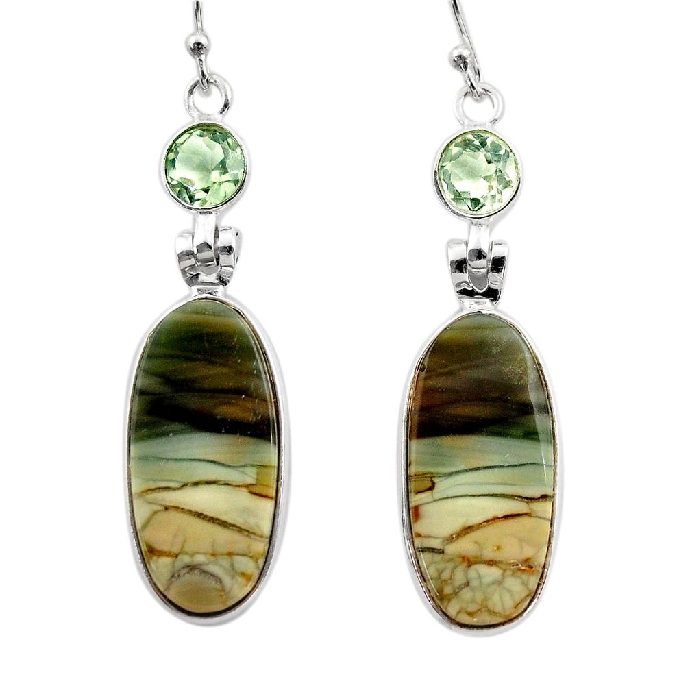 18.14cts natural green imperial jasper 925 silver dangle earrings r30461