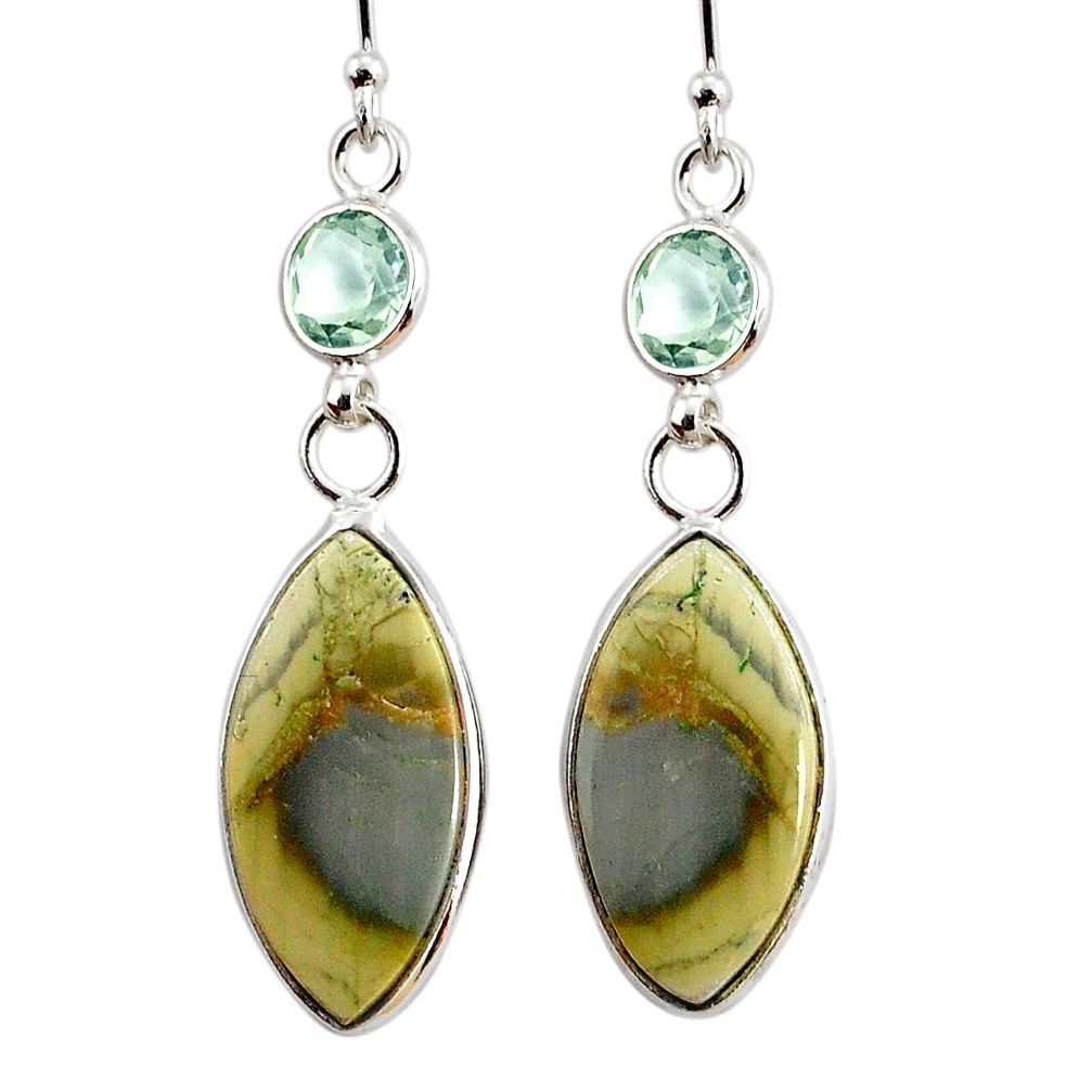12.26cts natural green imperial jasper amethyst 925 silver earrings r75767