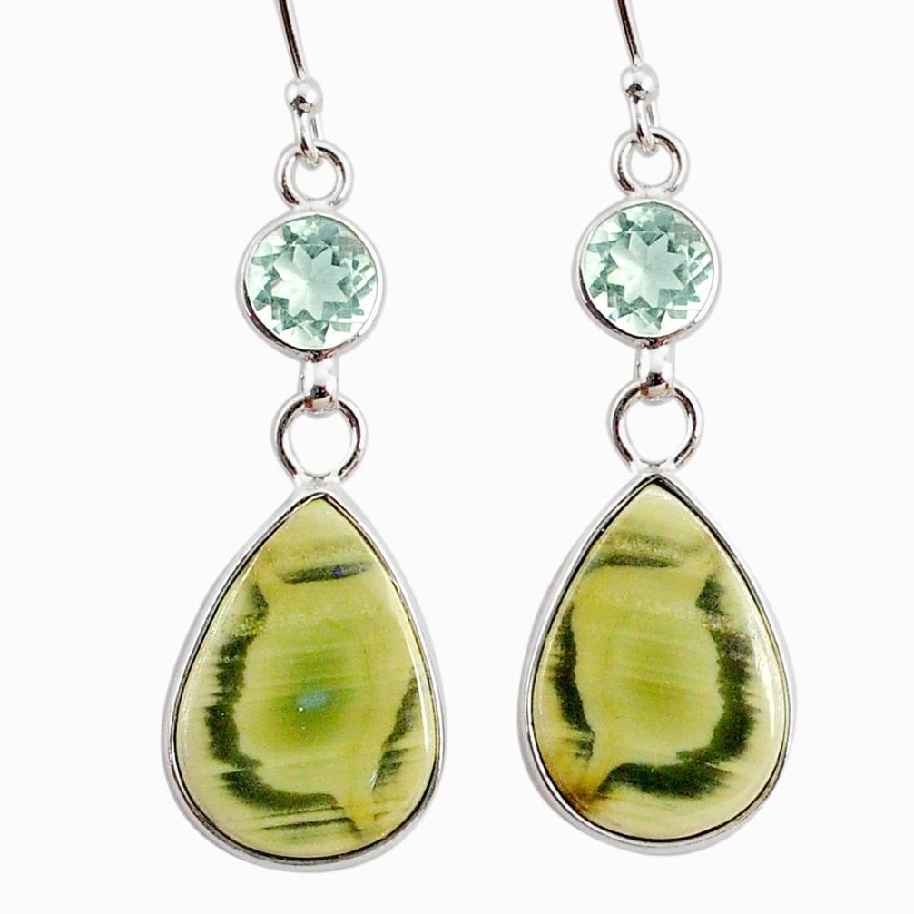 12.23cts natural green imperial jasper amethyst 925 silver earrings r75769