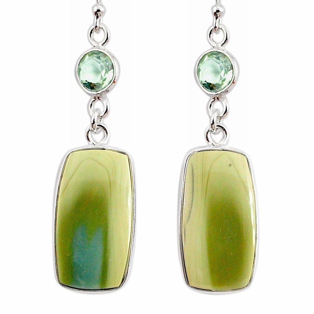 17.35cts natural green imperial jasper amethyst 925 silver earrings r75770