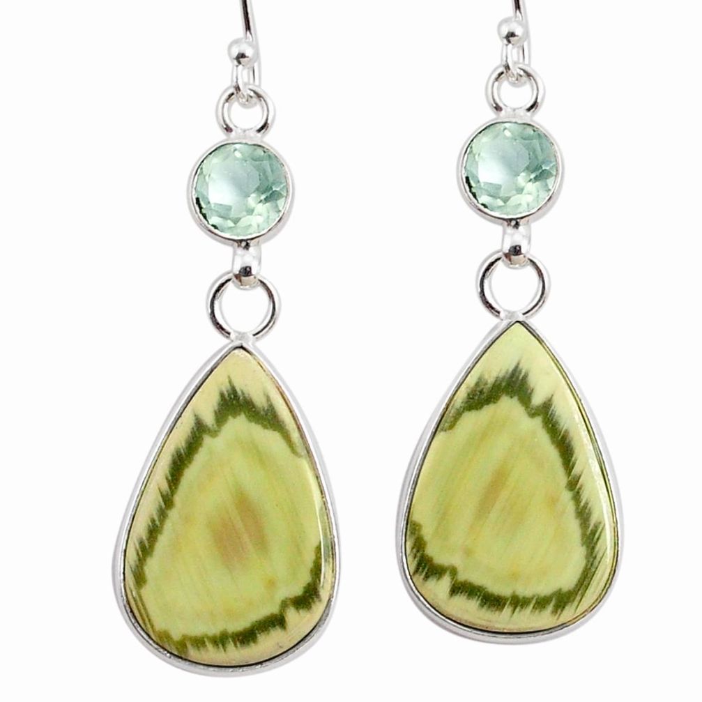 14.30cts natural green imperial jasper amethyst 925 silver earrings r75776